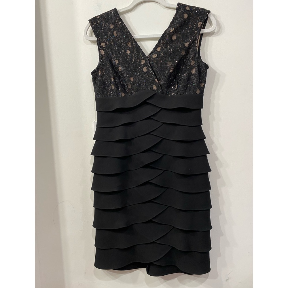Jessica Howard Lace Ruffles Black Party Cocktail Evening Formal Dress Size 6